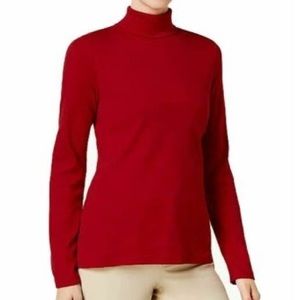 KAREN SCOTT RED AMORE PETITE TURTLENECK LARGE NWT